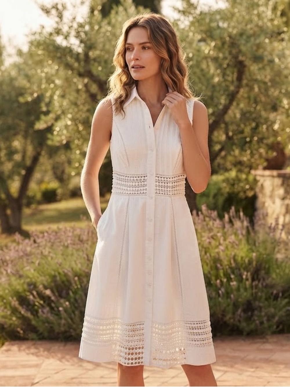 NWT Anthropology Maeve White Sleeveless Midi Dress Size 0